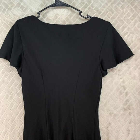 SL Fashions Juniors L Mini Dress Black Knee Length Short Ruffle Sleeve V Neck - Picture 12 of 15